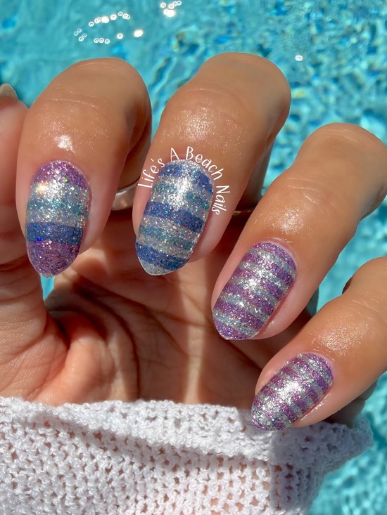 Color Street Other - *Exclusive* Color Street: Silver Linings | Stripes Glitter Blue Turquoise Pink